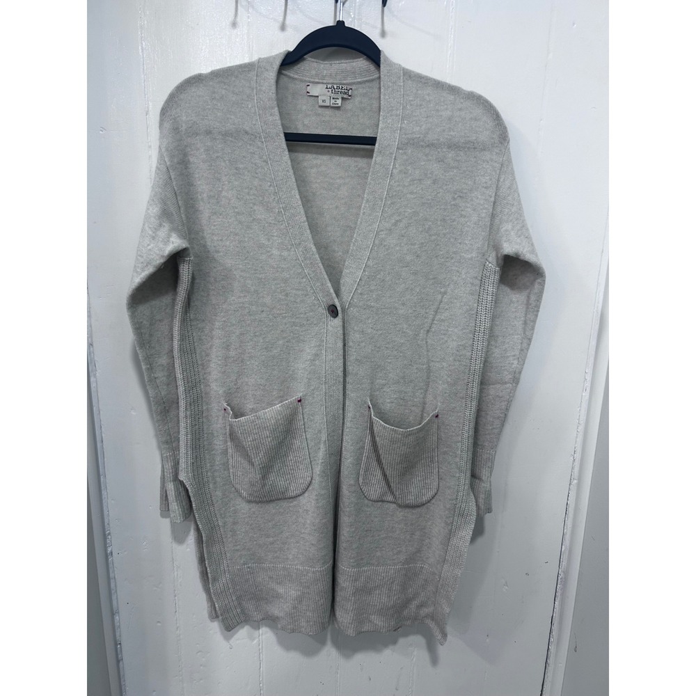 Label + Thread Gray Wool Cashmere Blend Longline V-Neck Cardigan Sweater XS